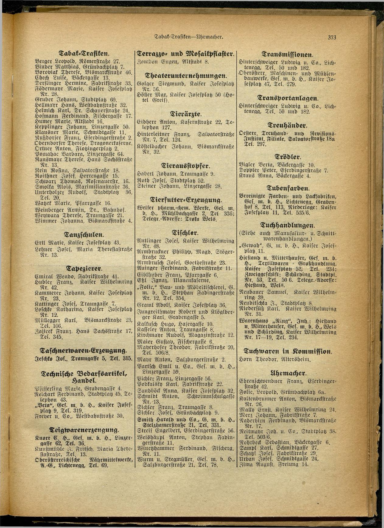 Handels- und Gewerbe-Adreßbuch von Oberösterreich 1923 - Page 533