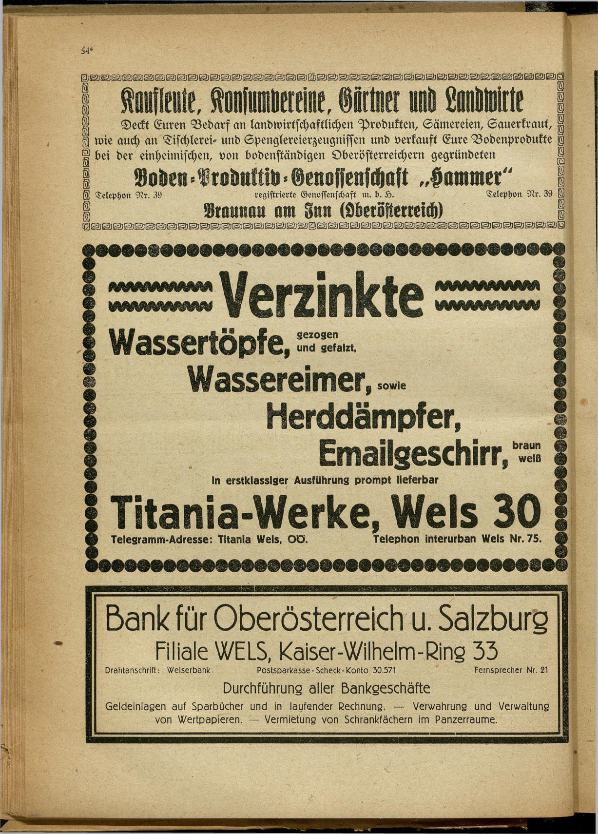Handels- und Gewerbe-Adreßbuch von Oberösterreich 1923 - Seite 56