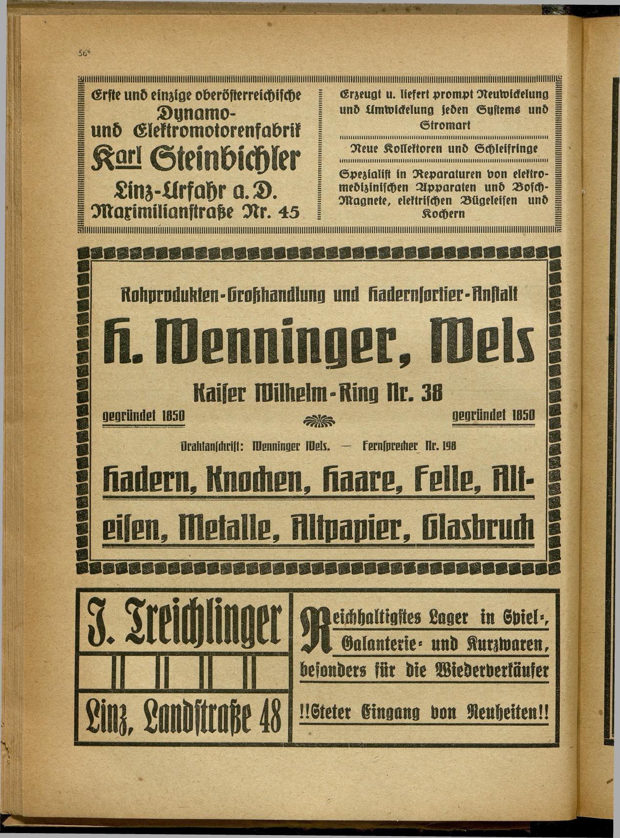Handels- und Gewerbe-Adreßbuch von Oberösterreich 1923 - Seite 58