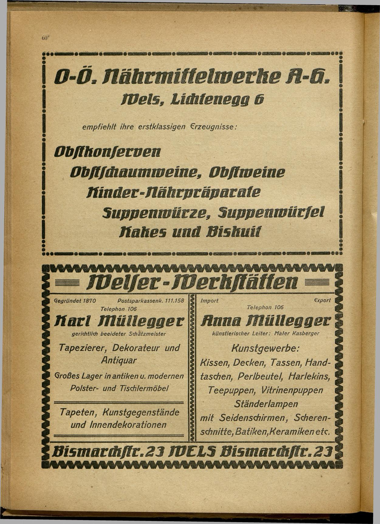 Handels- und Gewerbe-Adreßbuch von Oberösterreich 1923 - Seite 62