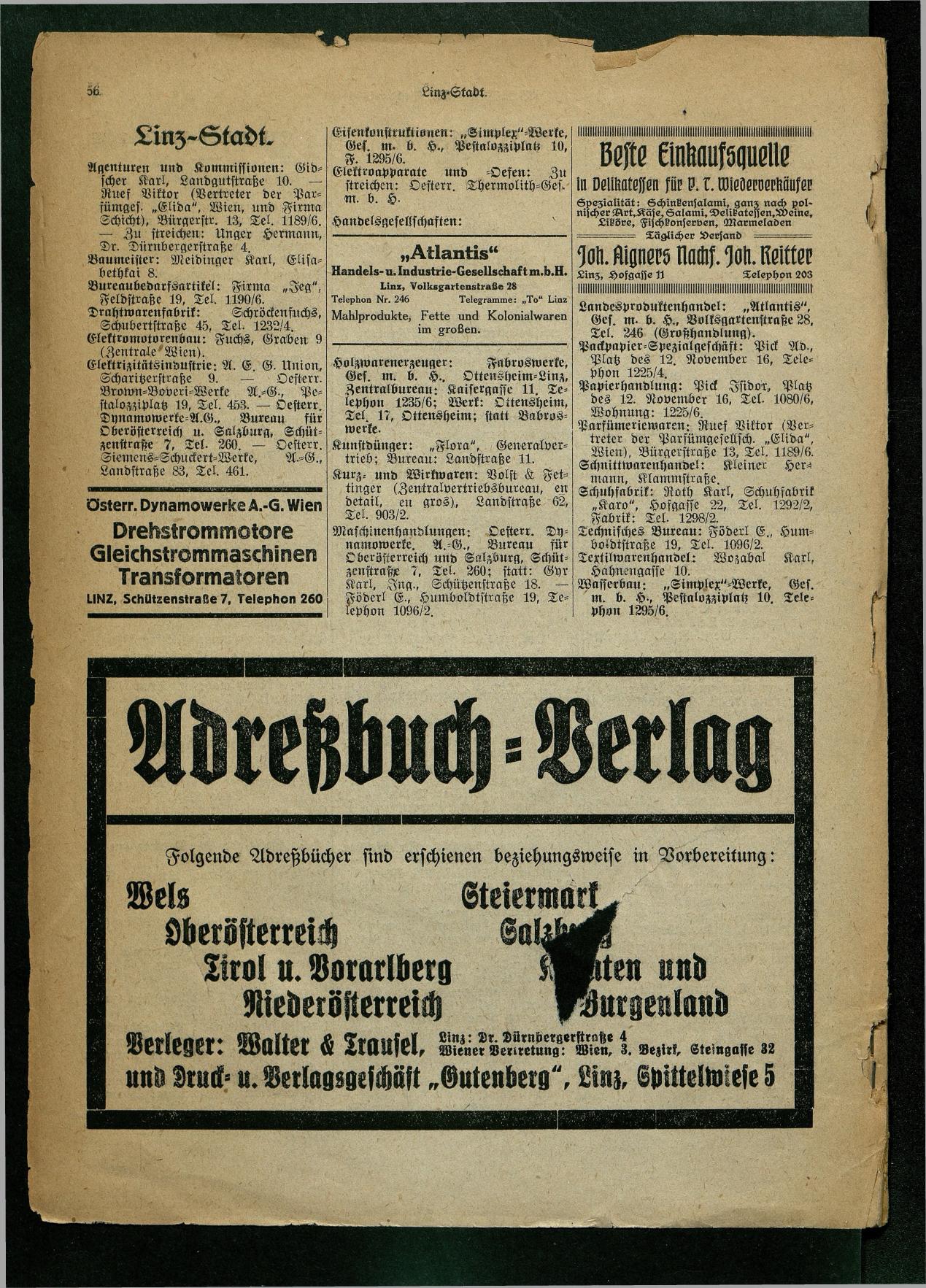 Handels- und Gewerbe-Adreßbuch von Oberösterreich 1923 - Page 629