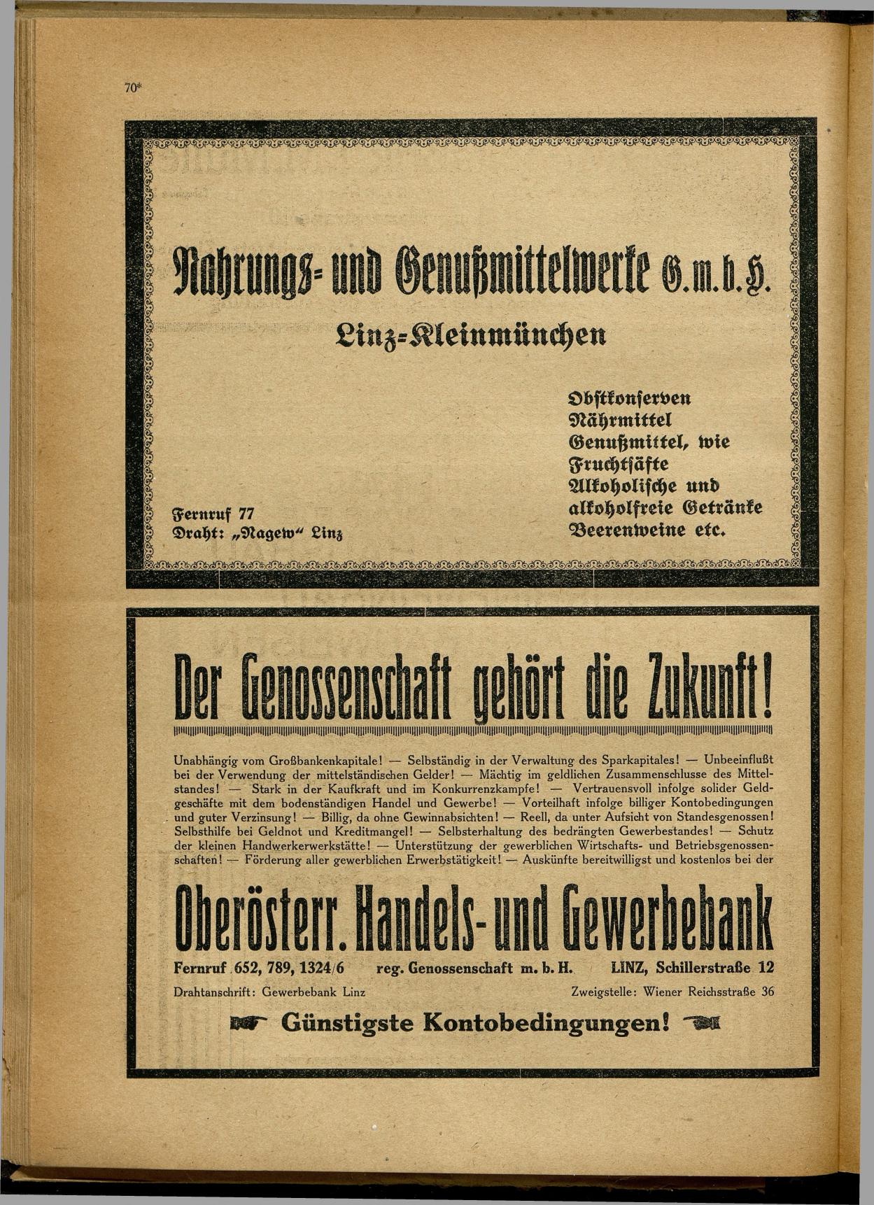 Handels- und Gewerbe-Adreßbuch von Oberösterreich 1923 - Seite 72