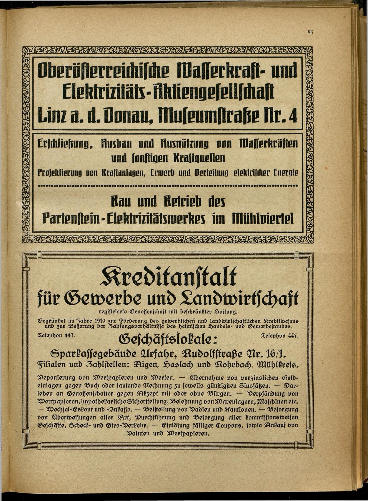 Handels- und Gewerbe-Adreßbuch von Oberösterreich 1923 - Page 87