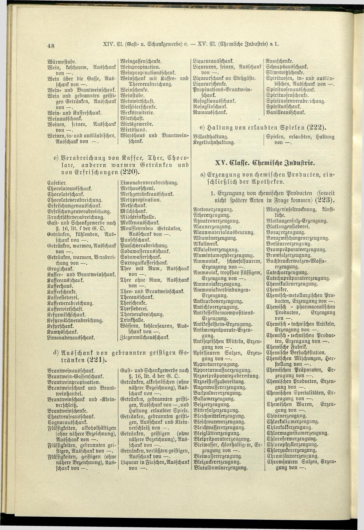 Verzeichnis der Gewerbe der im Reichsrathe vertretenen Königreiche und Länder 1900 - Seite 52
