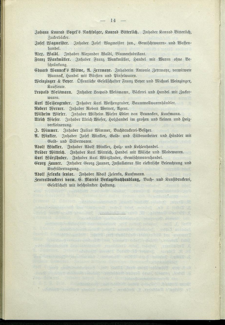 Verzeichnis der protokollierten Firmen und Genossenschaften in Oberösterreich 1908 - Page 18