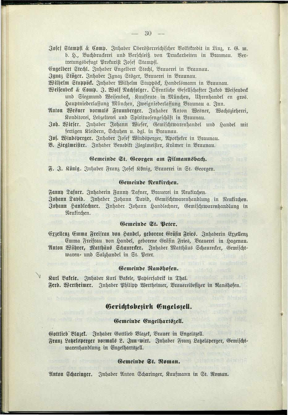 Verzeichnis der protokollierten Firmen und Genossenschaften in Oberösterreich 1908 - Seite 34