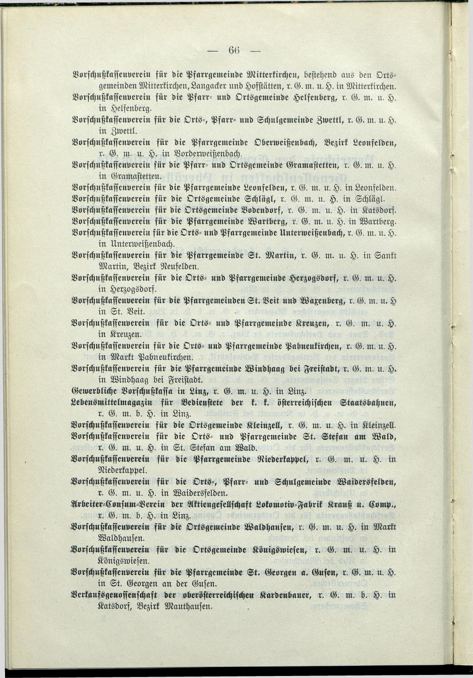 Verzeichnis der protokollierten Firmen und Genossenschaften in Oberösterreich 1908 - Seite 70