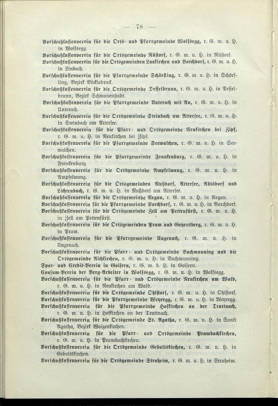 Verzeichnis der protokollierten Firmen und Genossenschaften in Oberösterreich 1908 - Seite 82