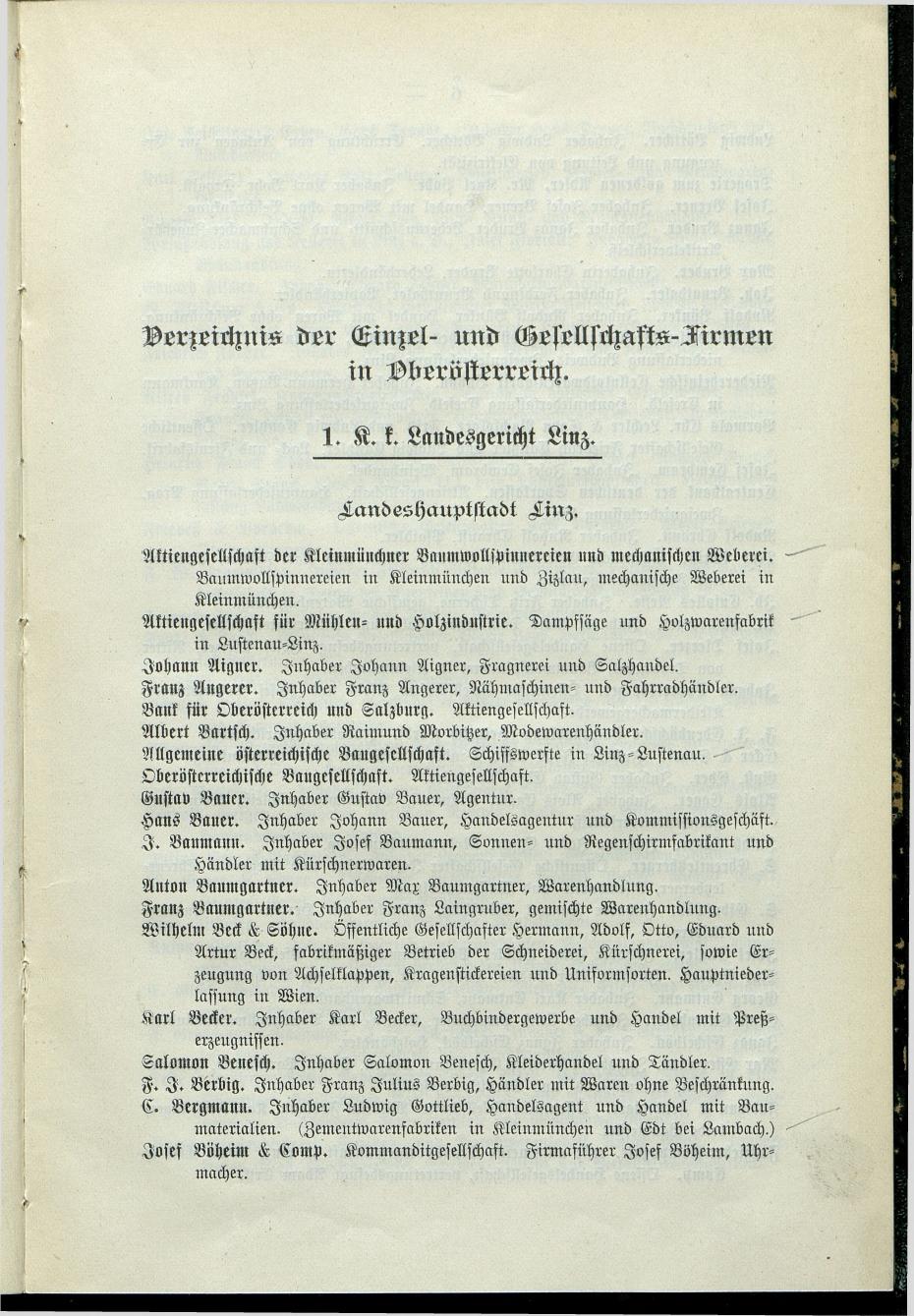 Verzeichnis der protokollierten Firmen und Genossenschaften in Oberösterreich 1908 - Seite 9