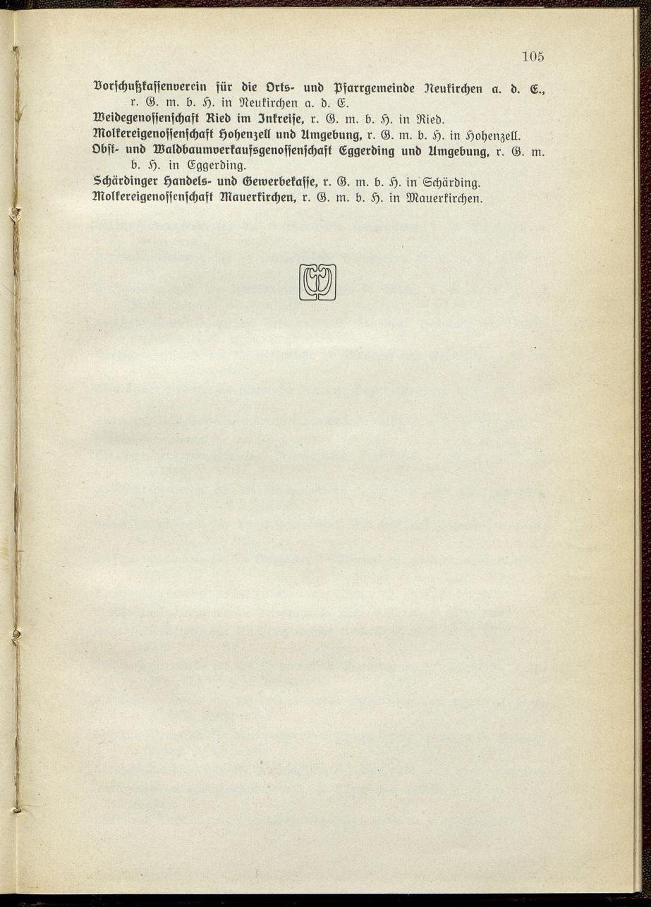 Verzeichnis der handelsgerichtlich protokollierten Firmen sowie der registrierten Erwerbs- und Wirtschafts-Genossenschaften in Oberösterreich 1914 - Seite 107