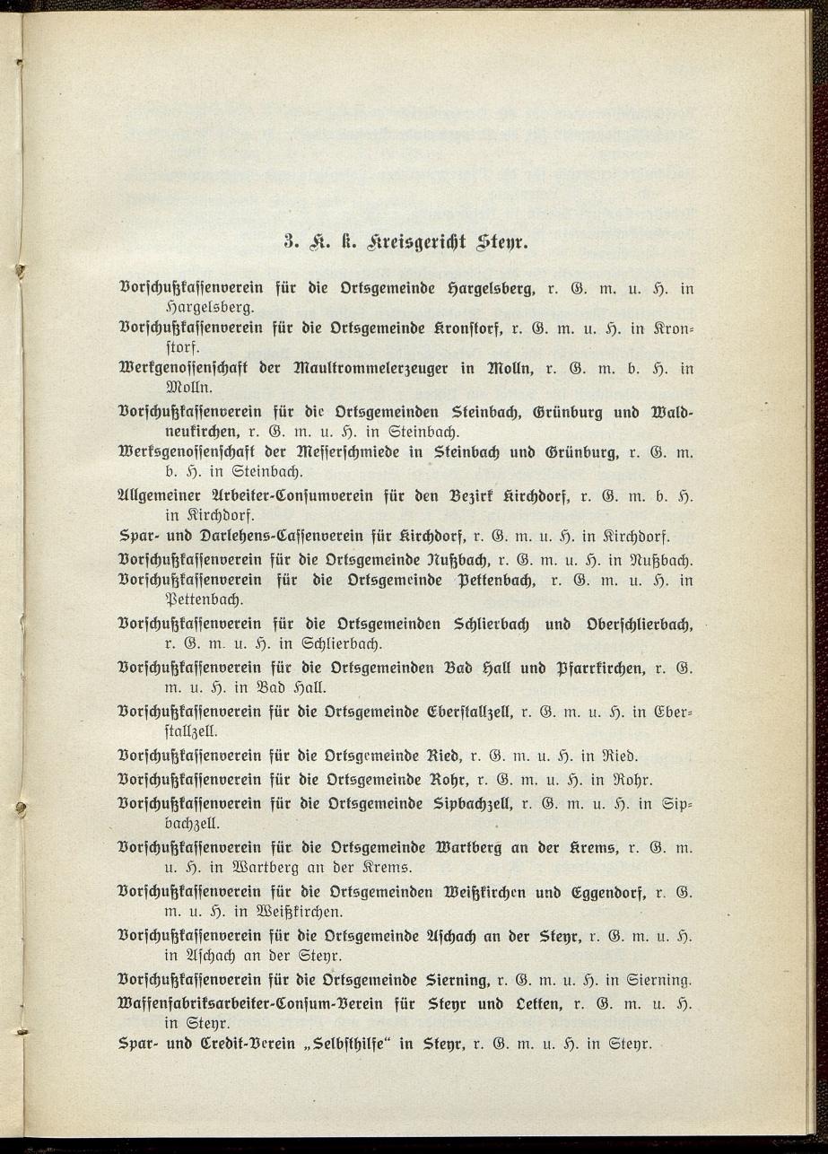 Verzeichnis der handelsgerichtlich protokollierten Firmen sowie der registrierten Erwerbs- und Wirtschafts-Genossenschaften in Oberösterreich 1914 - Page 109