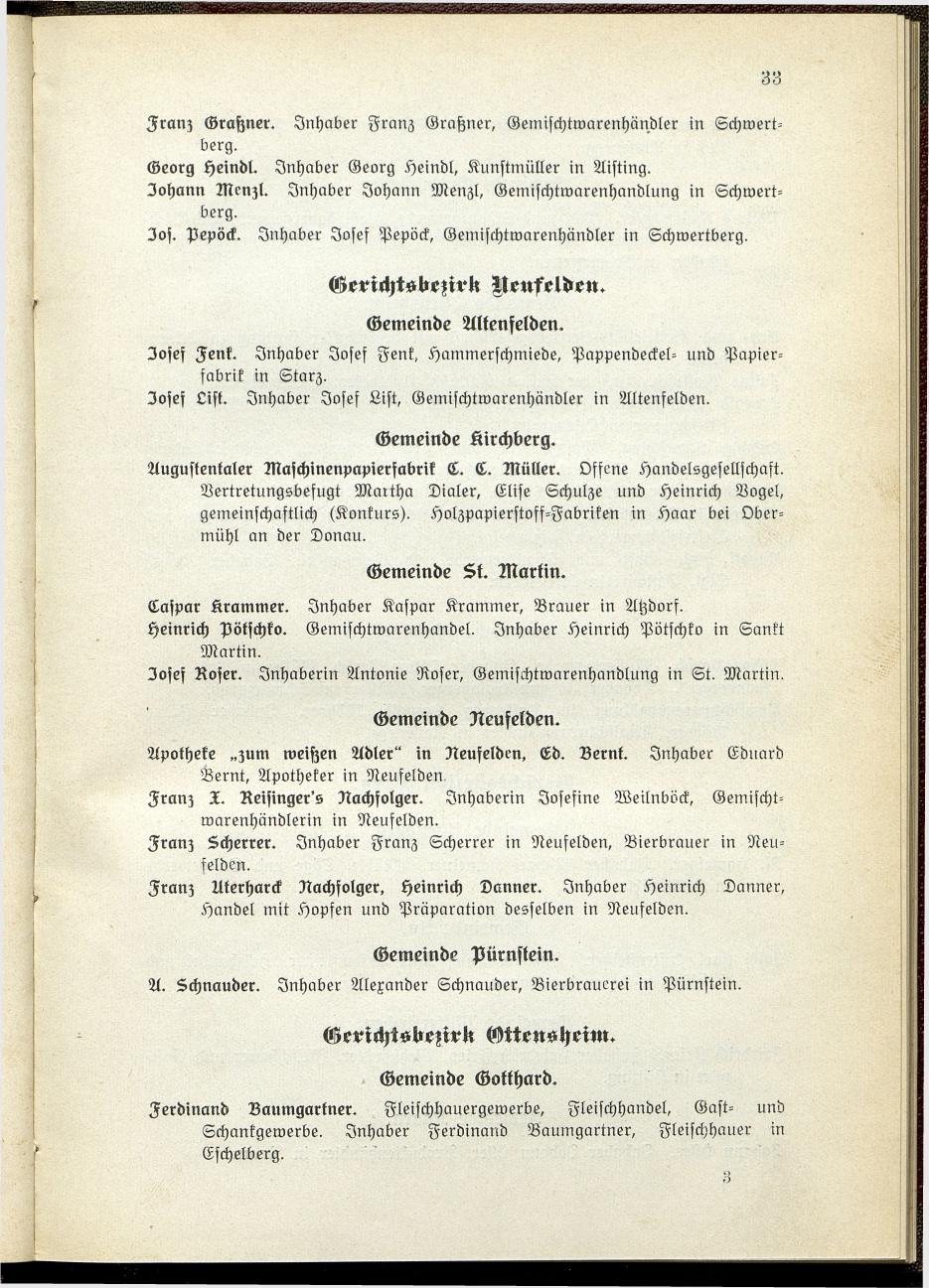 Verzeichnis der handelsgerichtlich protokollierten Firmen sowie der registrierten Erwerbs- und Wirtschafts-Genossenschaften in Oberösterreich 1914 - Page 35