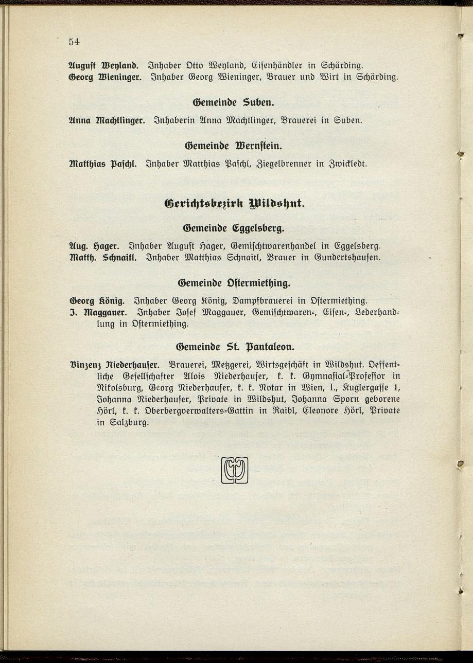 Verzeichnis der handelsgerichtlich protokollierten Firmen sowie der registrierten Erwerbs- und Wirtschafts-Genossenschaften in Oberösterreich 1914 - Page 56