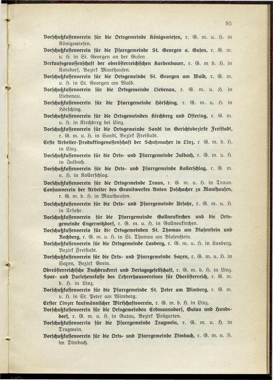 Verzeichnis der handelsgerichtlich protokollierten Firmen sowie der registrierten Erwerbs- und Wirtschafts-Genossenschaften in Oberösterreich 1914 - Page 97