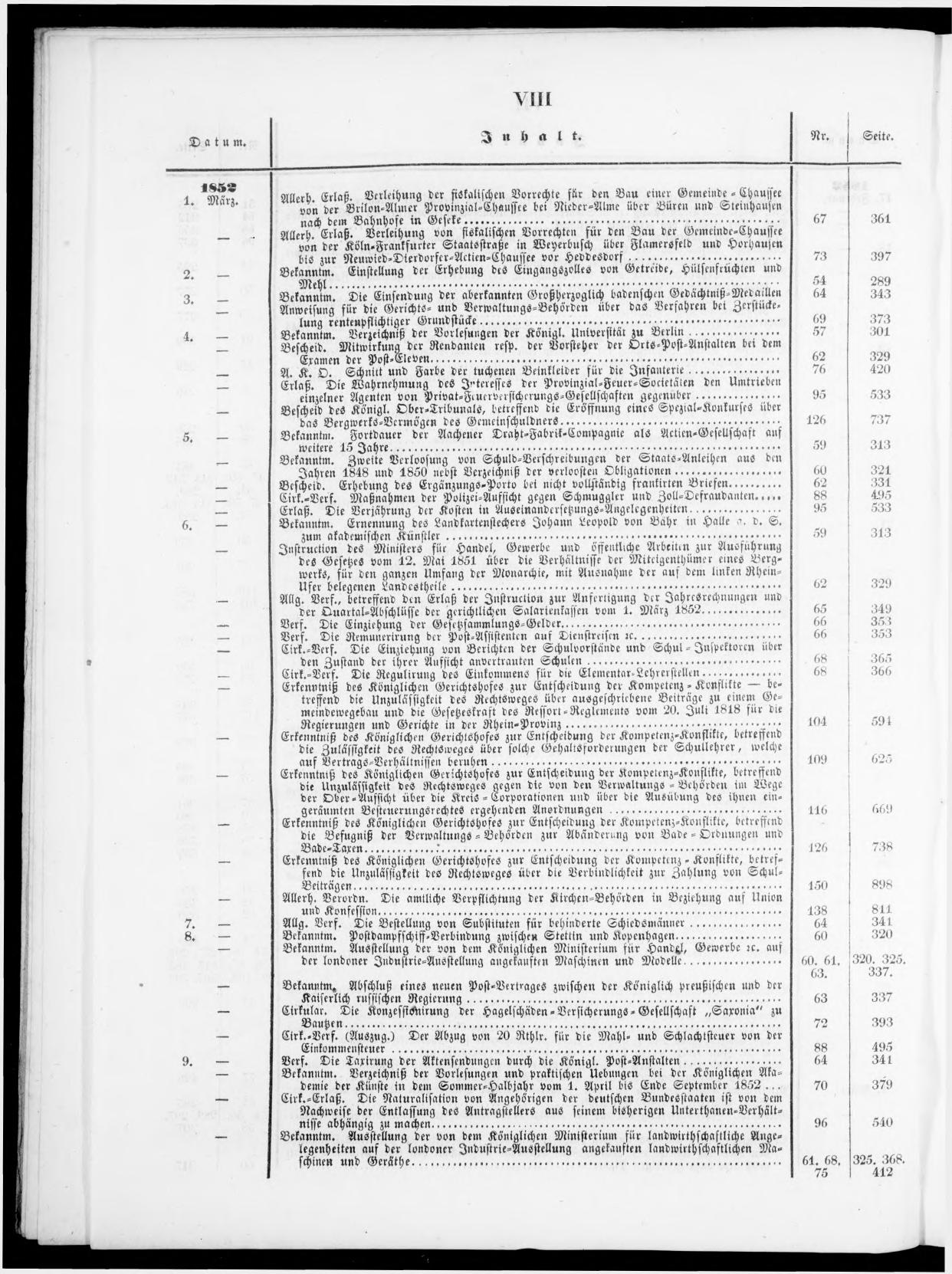 Königlich Preußischer Staats-Anzeiger Nr. 1 vom 01.01.1852 - Page 9