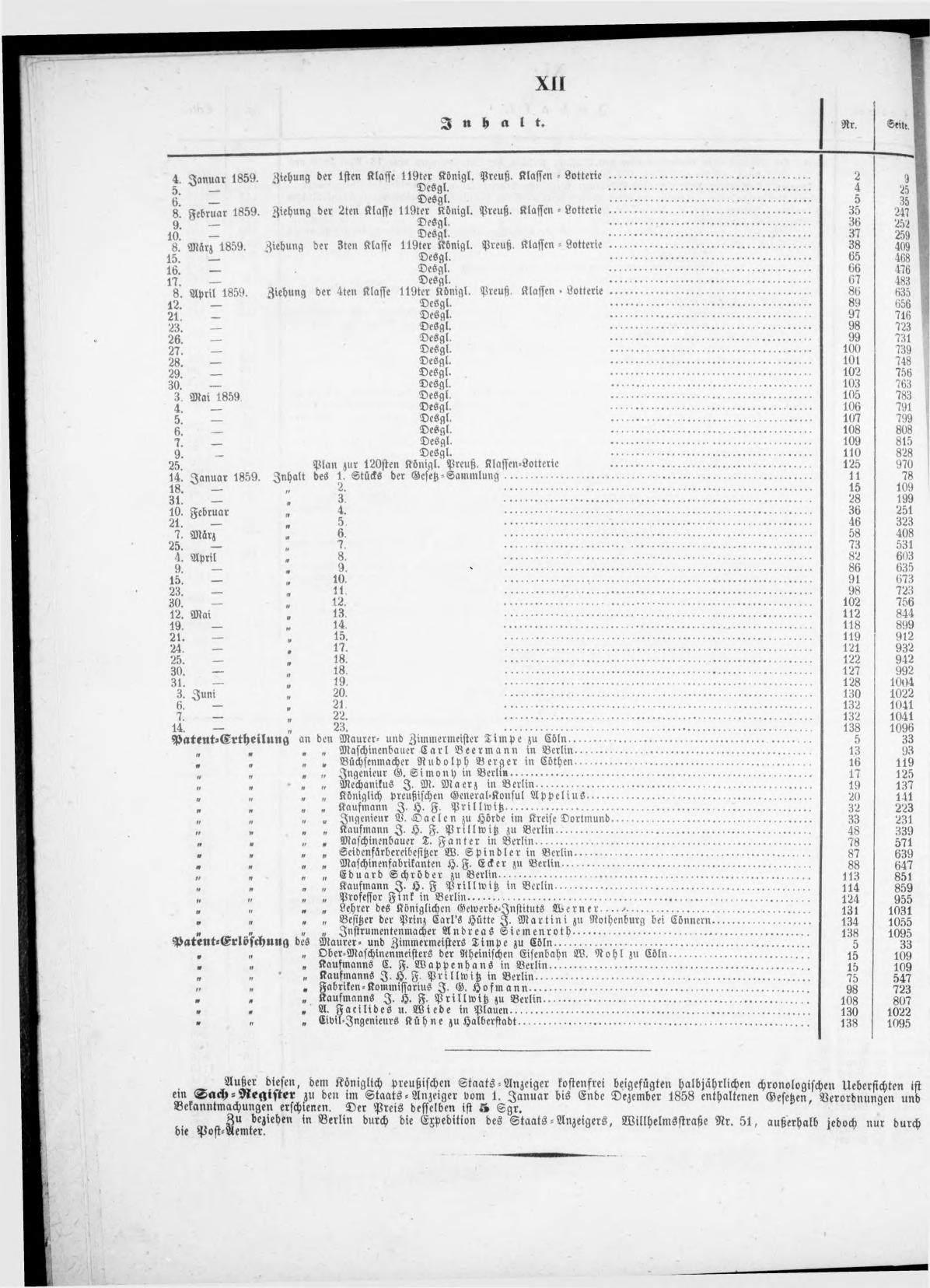 Königlich Preußischer Staats-Anzeiger Nr. 1 vom 01.01.1859 - Seite 12