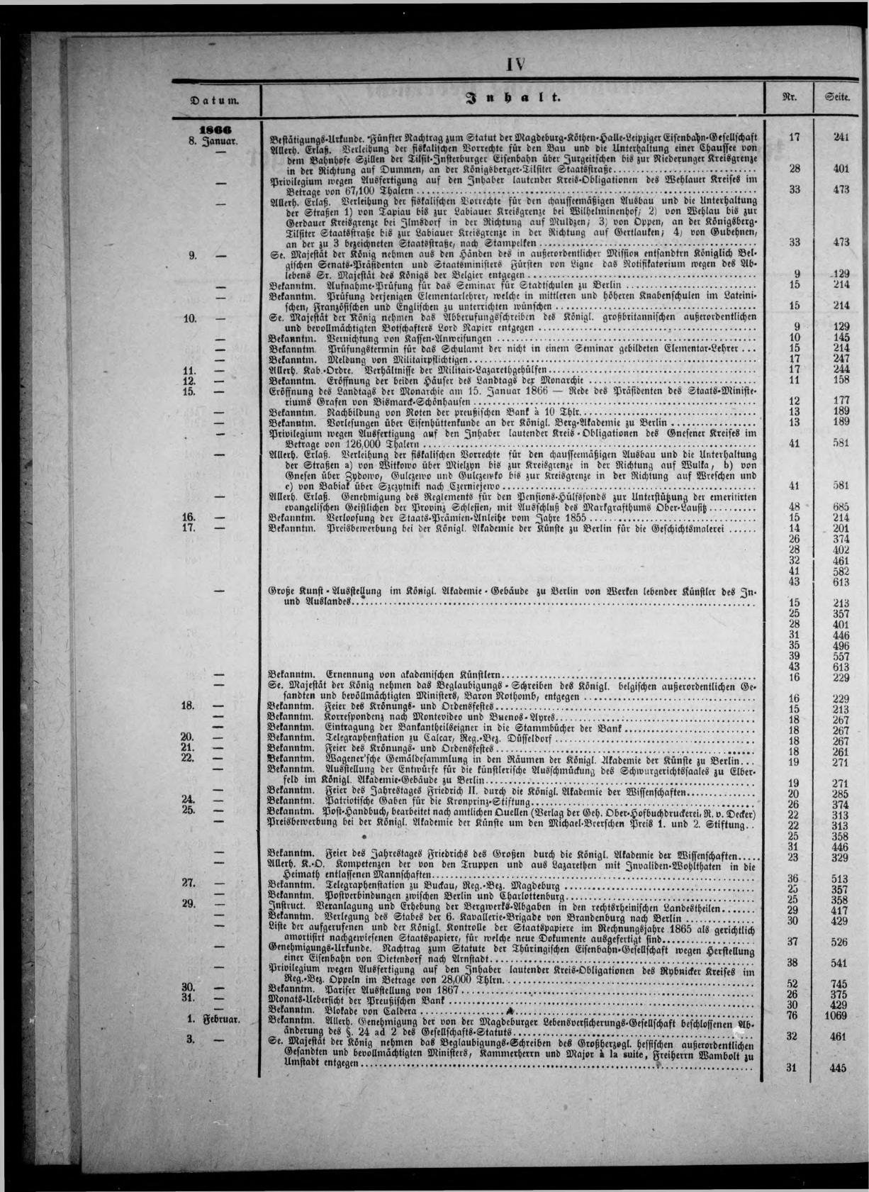 Königlich Preußischer Staats-Anzeiger Nr. 1 vom 03.01.1866 - Page 3