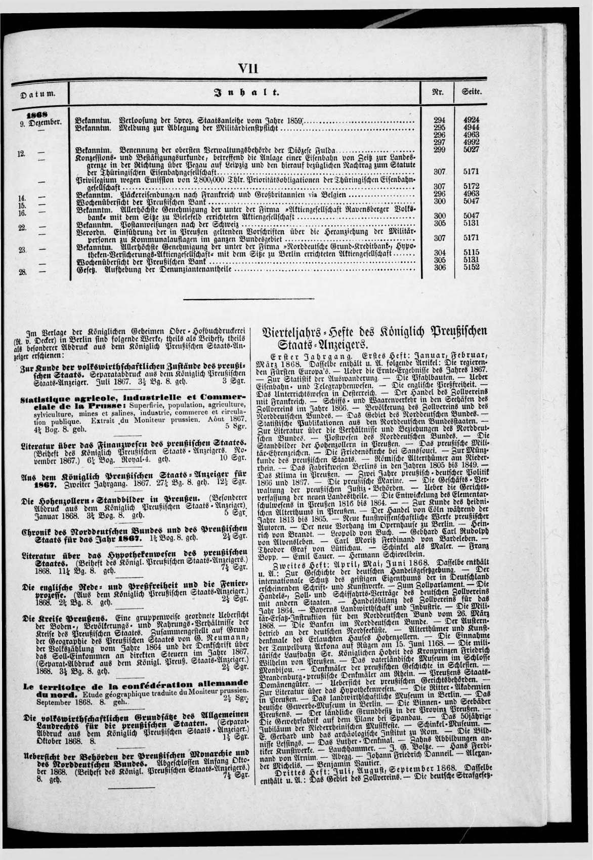 Königlich Preußischer Staats-Anzeiger Nr. 308 vom 31.12.1868 - Page 7